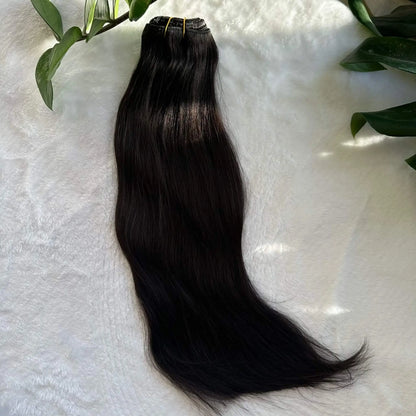 artificial hair integrations clip-on hair, natural black, real hair