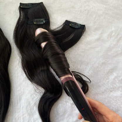 can be curled clip in hair extensions, heat resistant