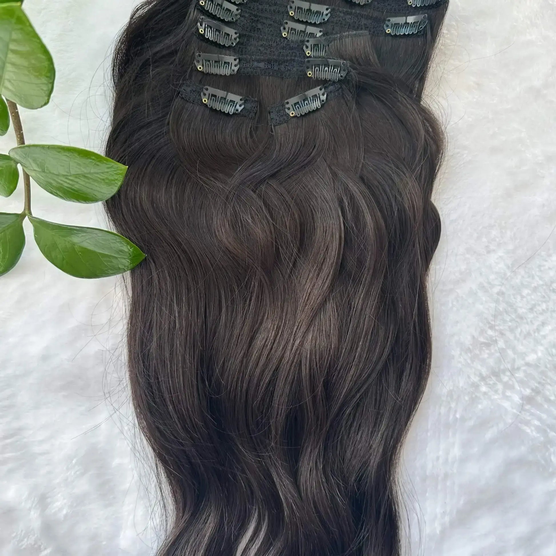 18 inch black clip in hair extensions for thin hair, real hair