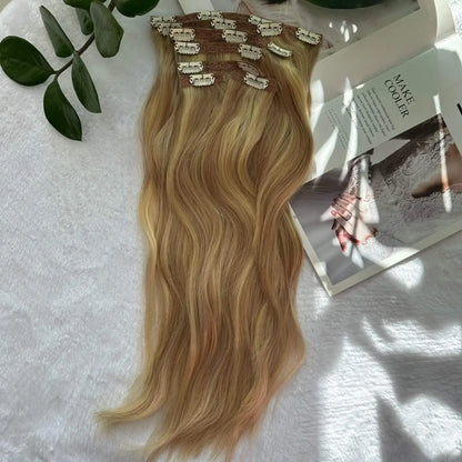 18 inch good clip-in hair extensions, blonde balayage